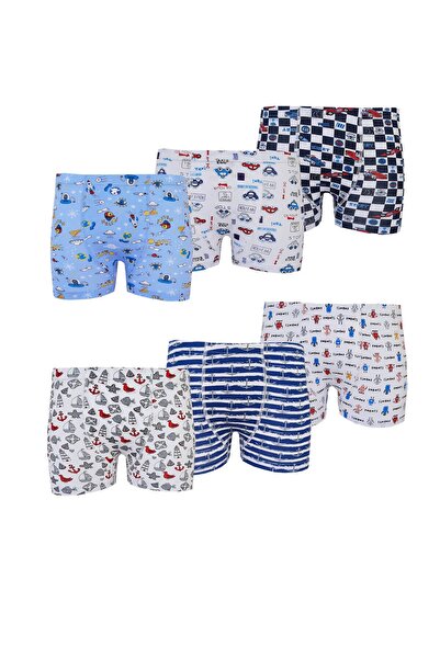 Hepsine Rakip Set de 6 boxeri colorati pentru baieti cu model din bumbac impr...