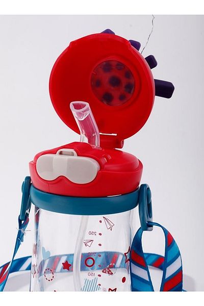 Rovco Children's Neck Strap 320 Ml Leakproof Tritan Water Bottle with Straw - Smart Straw B1034