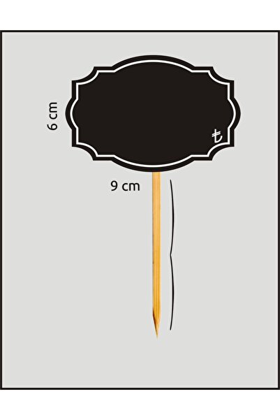 Pvc Yaz Sil Etiket - Kara Tahta Etiketi - Ahşap Saplamalı Etiket - Silinebilir Etiket 6x9 Cm 10'lu