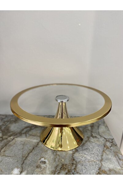 LAL DEKOR Fiyakalı Lüx Kek, Pasta, Sunumluk Yuvarlak Stand Gold