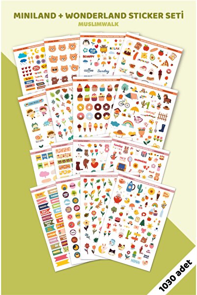 MuslimWalk Miniland + Wonderland Planner Sticker Seti 1030 Adet - Ajanda, Def...