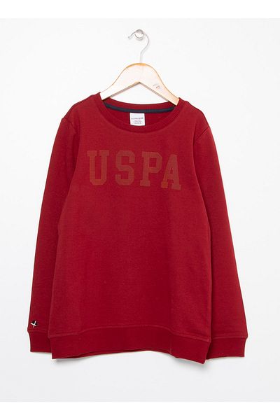 U.S. Polo Assn. Crew Neck Regular Fit Plain Red Boy's Sweatshirt
