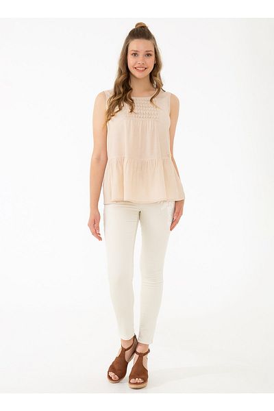 U.S. Polo Assn. Cămașă de damă Dajana Crew Neck Comfort Fit Straight Cream