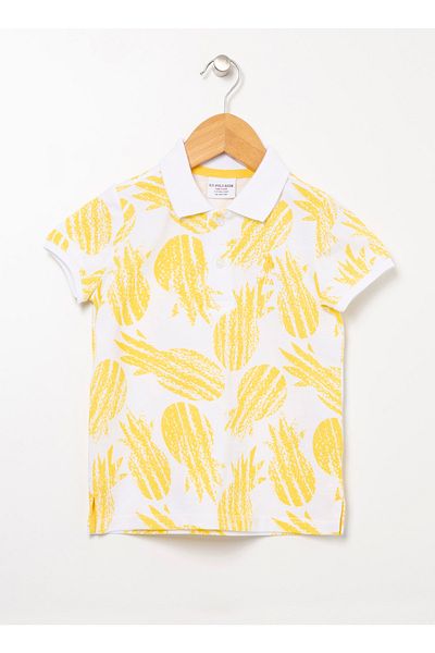 U.S. Polo Assn. Polo Neck Regular Fit Printed Yellow Boy's Polo T-shirt - Pong