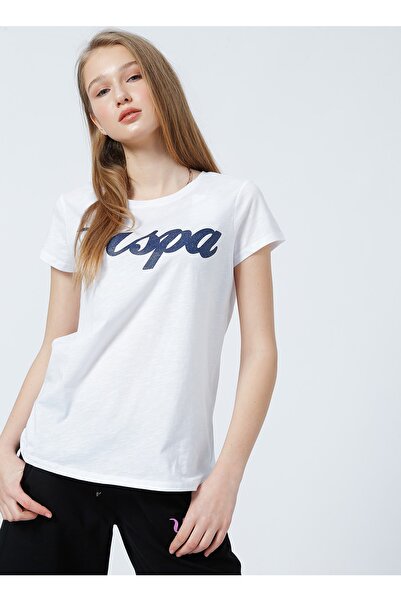 U.S. Polo Assn. Bean-ıy22 Crew Neck Standard Mold με στάμπα λευκό γυναικείο μπλουζάκι