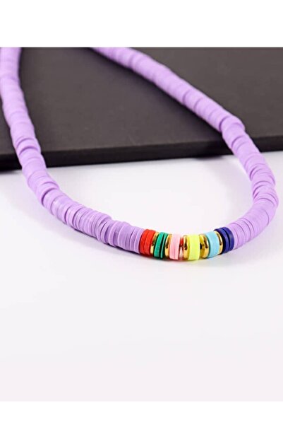 ESUSO قلادة نسائية من الخرز فيمو أرجواني