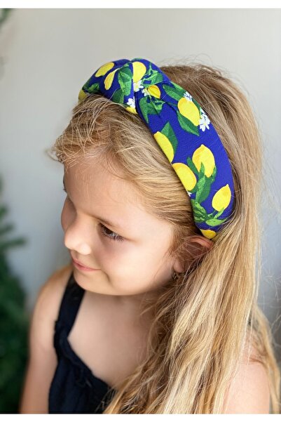 QUEEN AKSESUAR Noua tendință Coroană de vară cu noduri din burete cu model de fructe și lămâie Coroană pentru femei și copii Galben Bleumarin