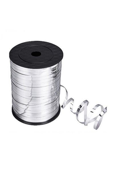 Happyland 1 Piece Metallic Raffia 200 Mt Balloon Binding Silver Color
