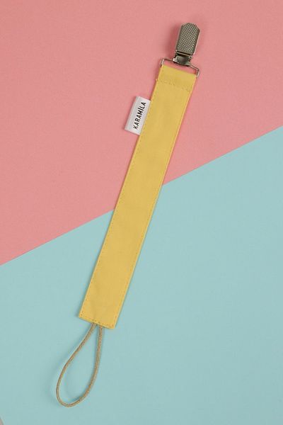 KARAMİLA 100% Cotton Fabric Yellow Pacifier Strap - Pacifier Chain - Baby Gift
