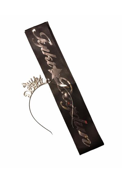 Happyland Siyah Gümüş Iyiki Doğdun Taç Ve Kuşak Set