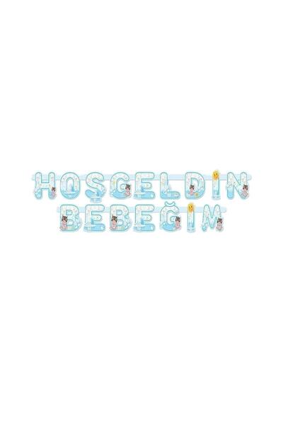 Happyland Erkek Bebek Mavi Bebeğim Hoşgeldin Yazısı Doğum Odası Banner Süs