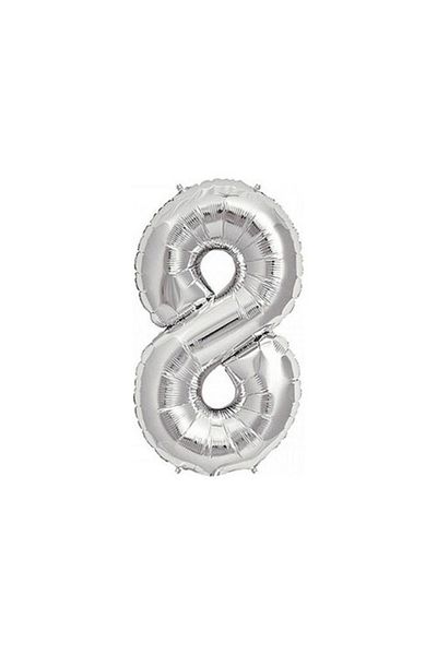 Happyland 8 Number Silver Foil Balloon 90cm