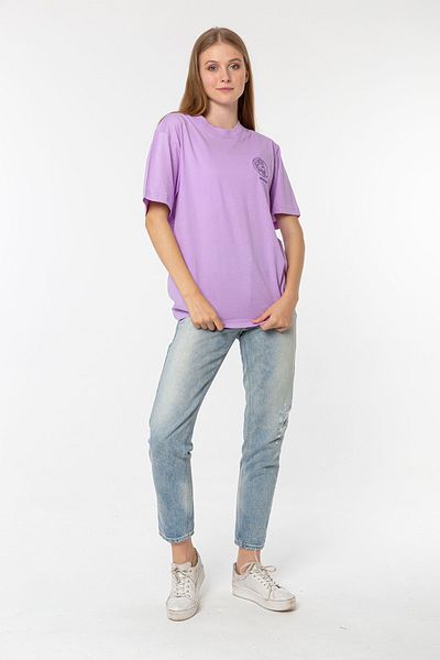 Nur Aka by Nurteks Achaeans Embroidered Lilac 100% Cotton Oversize Large Size T-shirt
