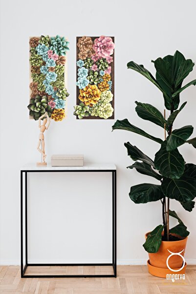 ANGARYA Modern Stil, Sukulent Dikey Peysaj, Dekoratif Duvar Sticker