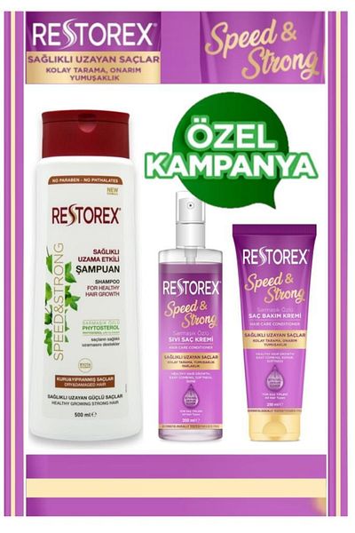 Restorex 3-Piece Hair Care Set with Fast Growth Effect for Dry and Damaged Hair