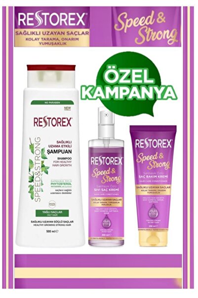 Restorex Yağlı Saçlar Için Hızlı Uzama Etkili 3'lü Saç Bakım Seti