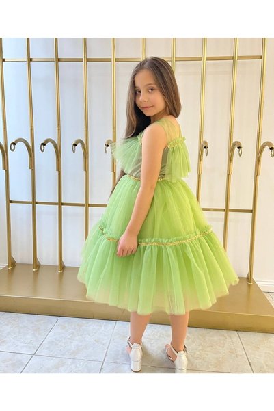 shopland Tutu Detailed Glitter Stripe Tassel Dress