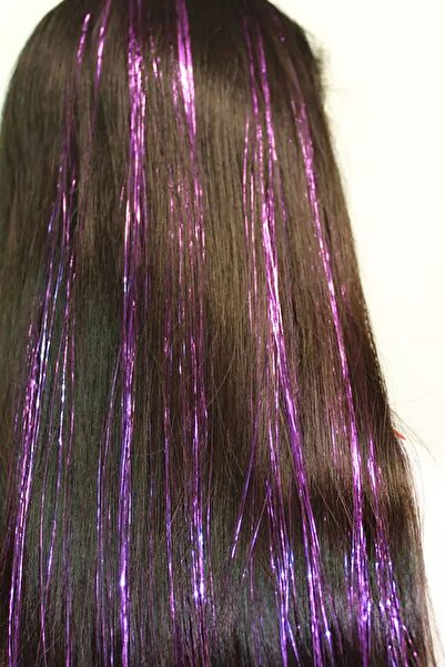 TAKIŞTIR Purple Color Glitter Side Hairpiece/Hair Tinsel (50 cm)