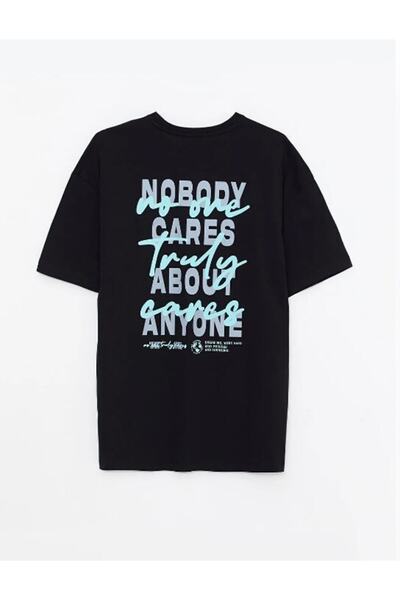 Kübra Tekstil Erkek Arkası Baskılı Siyah T-shirt