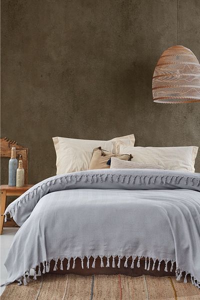Reyo Home 100% Cotton Double Duvet Cover And Bedspread 200x230 Cm Gray
