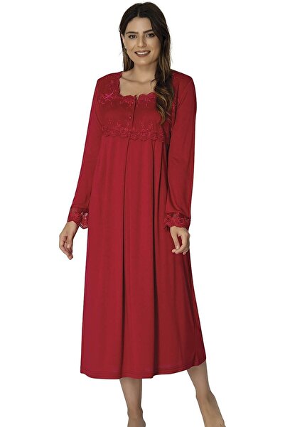 Puerpera ثوب نوم نسائي من Effortt بأكمام طويلة من الدانتيل 2404