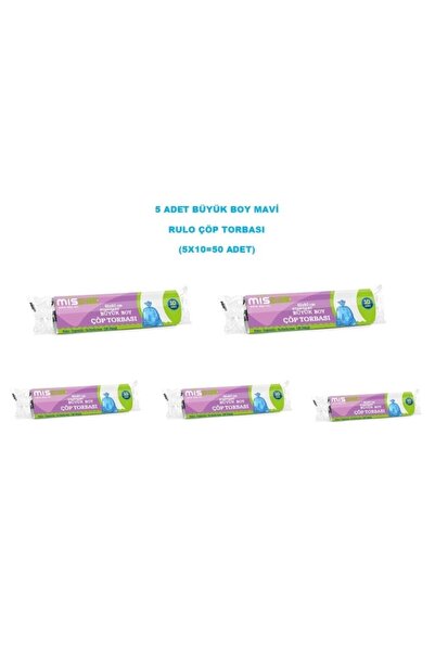 mispak Standart Büyük Boy Rulo Çöp Torbası Siyah 5'li Paket