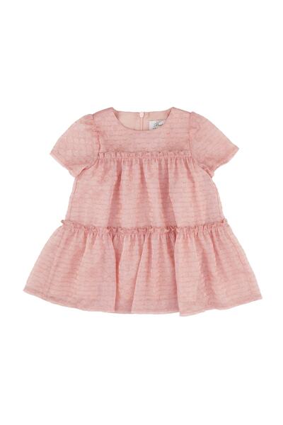 best kids Kız Bebek Pudra Katlı Elbise