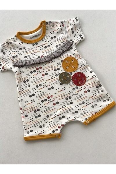 Carmin Baby Barbatoz Jumpsuit with Colorful Collar Button Toy