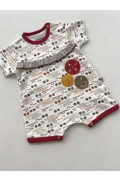Carmin Baby Barbatoz Jumpsuit with Colorful Collar Button Toy