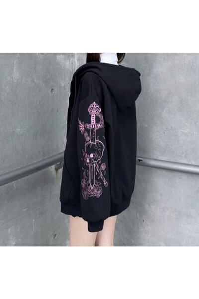 DENİKK Harajuku Kawaii Pastel Gothic Black (unisex) Zip Hoodie