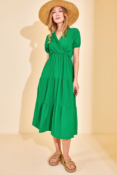 XHAN Kleid - Grün - Smock-Kleid