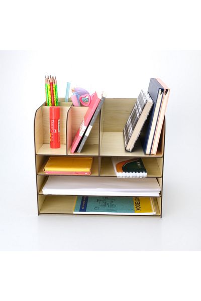Notpa 10 Compartment Desktop Organizer File Organizer Maple Wooden Organizer (Made Assembled)