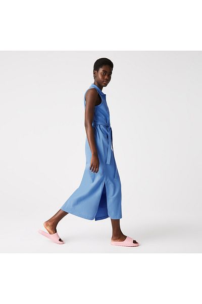 Lacoste Women's Loose Fit Sleeveless Polo Neck Blue Dress