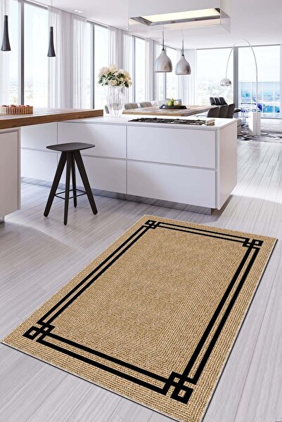 Viva Home Leke Tutmaz Hasır Görünümlü Dijital Kaymaz Tabanlı Yıkanabilir Mutf...