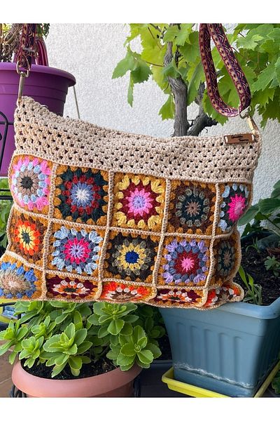 Gönülden Tasarım Πλεκτό μοτίβο Σχέδιο Ethnic Bohemian Portfolio Clutch Bag