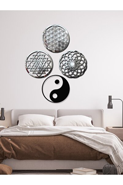 GİZEM SHOP Yaşam Çiçeği,sriyantra,torus Ve Ying Yang 4'lü Set Kutsal Geometri...