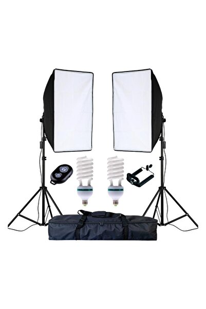 HLYPRO Youtuber Kanalı Videosu Için 50x70cm Softbox Daimi Işık Seti 2x85w Amp...