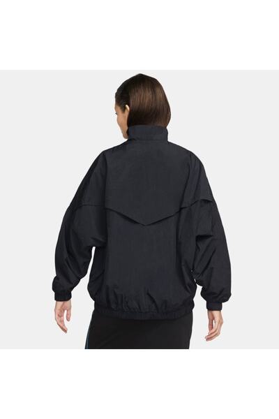Nike Sportswear Essential Windrunner Woven Kadın Siyah Dik Yaka Ceket
