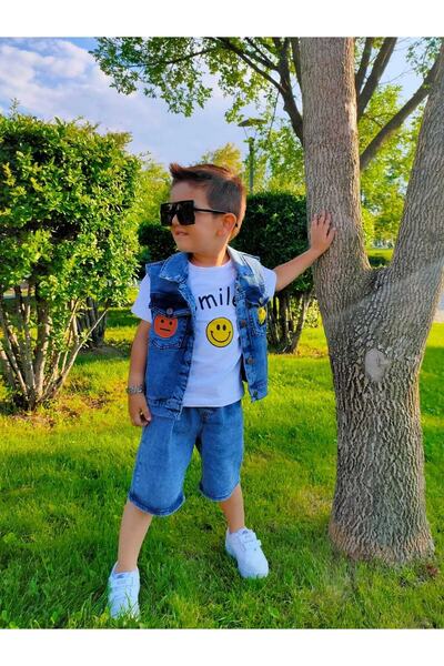 ELISHA Boy's Denim Shorts Vest 3 Piece Set
