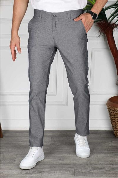 DSM MODA Men's Anthracite Slim Fit Italian Cut Linen Trousers