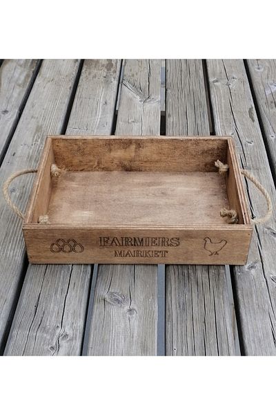 t tun's woods Farmers Market Natural Wood Presentation Tray Decorative Tray 30X22 cm