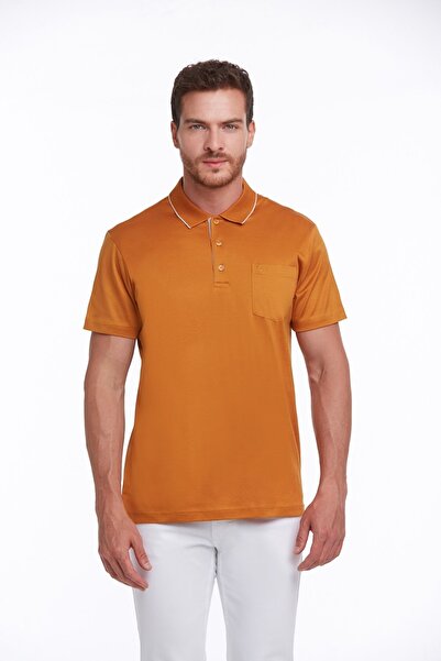 Hatemoğlu Orange Regular Fit Plain 100% Cotton Polo Collar T-Shirt