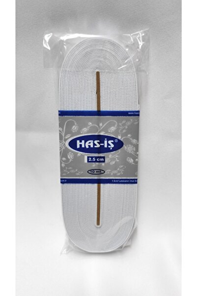 Genel Markalar Has-iş Beyaz 2,5 Cm Yassı Lastik 10 Metre Bel Paça Don Lastiği