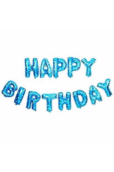 DÜVENCİ TİCARET Blue Color Set - Happy Birthday Written Balloon