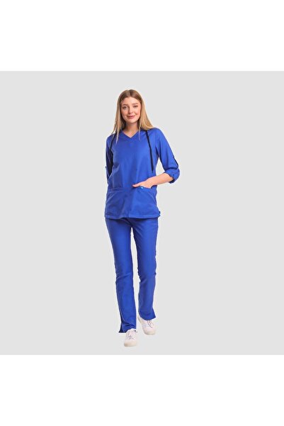 Wio Uniform Violet Kapşonlu Doktor Hemşire Cerrahi Medikal Takım-royal Mavi