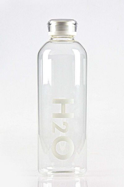 Romans Borosilicate Glass Flask White H2o Patterned 1 liter