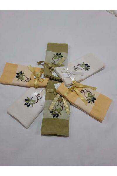 Romans Laveta de uscare 6 bucati cu panglica 40 X 60 cm (galben-verde-crem)