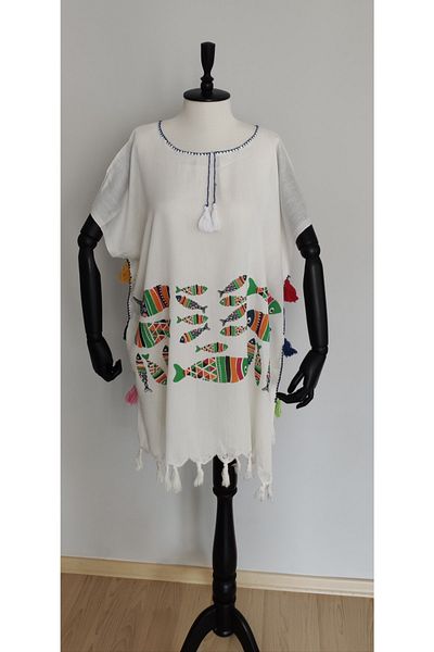 Ateşoğlu Tekstil Summer Beach Dress - Fish Patterned Pareo