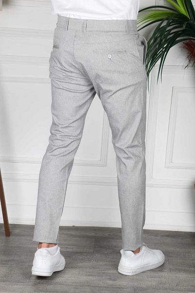 DSM MODA Men's Silver Gray Slim Fit Italian Cut Linen Trousers