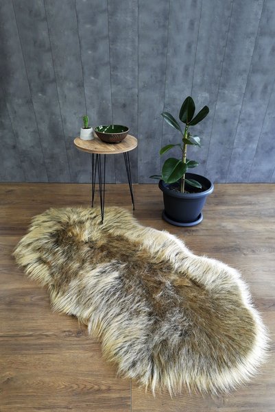 Bonny Home Kürk Halı Long Kahve Puf Peluş Post Tüylü Dekoratif Puffy Kaymaz Y...